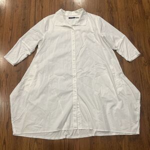 Stella Carakasi Tiburon Icon Tunic Womens Medium White Pockets Lagenlook Top